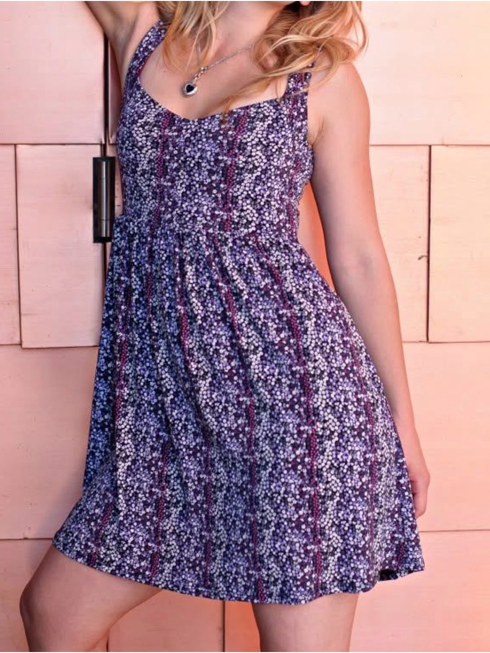 BeBop Purple Floral Strappy Midi Dress